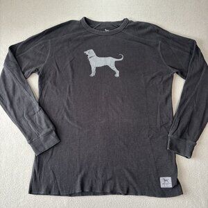 The Black Dog Mens Shirt L/XL Black Waffle Thermal Long‎ Sleeve Marthas Vineyard